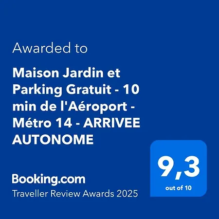 Daire Maison Jardin Et Parking Gratuit - 10 Min De L'aeroport - Metro 14 - Arrivee Autonome Orly